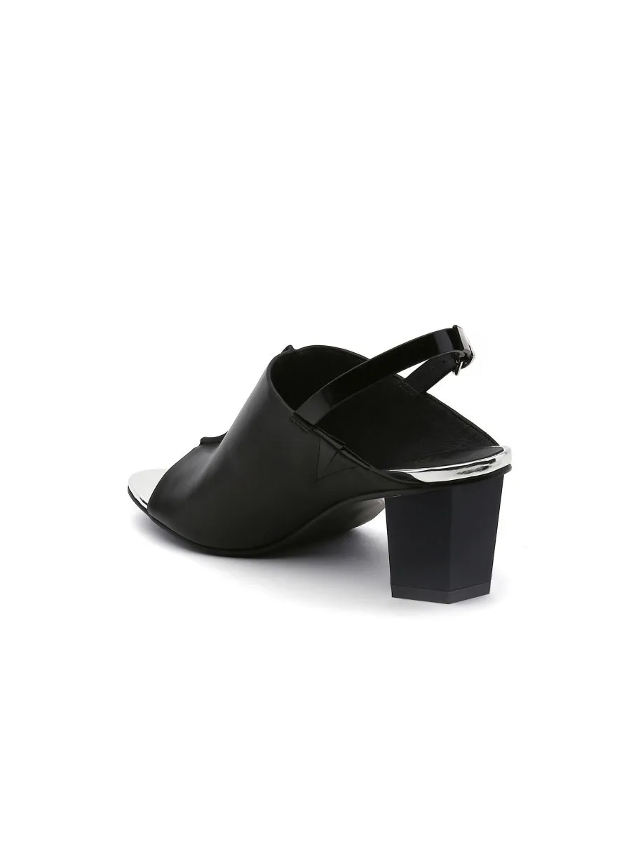 Chunky-Heel Leather Sandal - Black