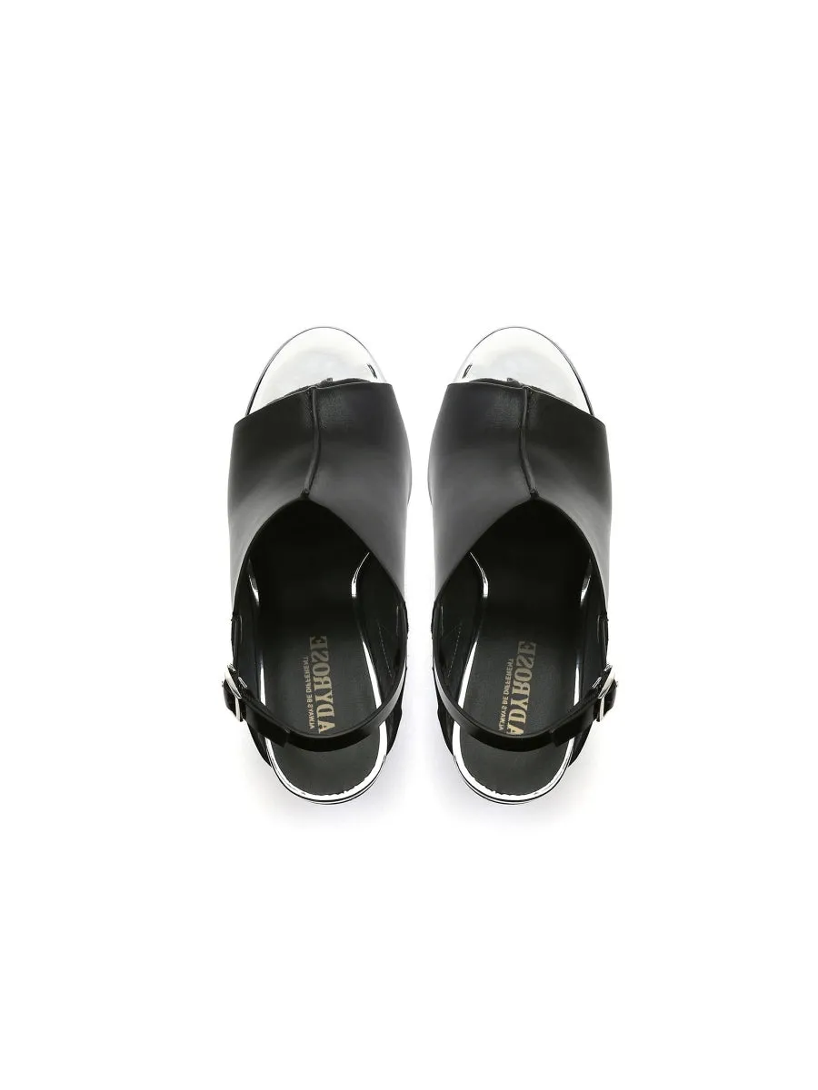 Chunky-Heel Leather Sandal - Black
