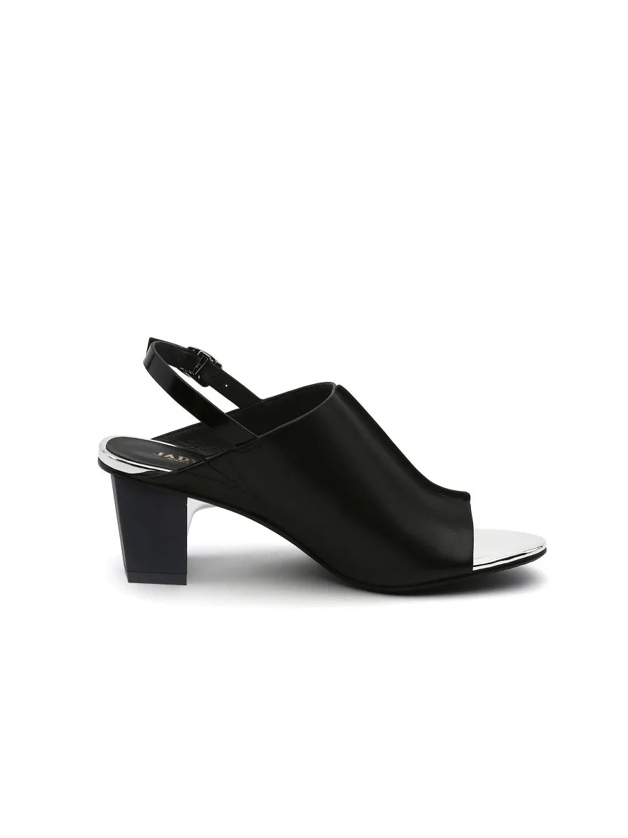Chunky-Heel Leather Sandal - Black