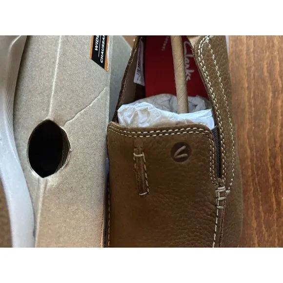 Clarks Men's Gorwin Step Sneaker Tan Leather Slip On NEW 8 W
