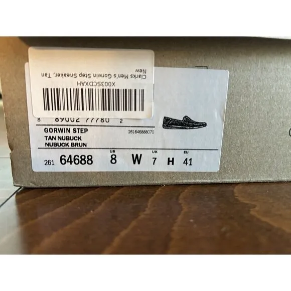 Clarks Men's Gorwin Step Sneaker Tan Leather Slip On NEW 8 W