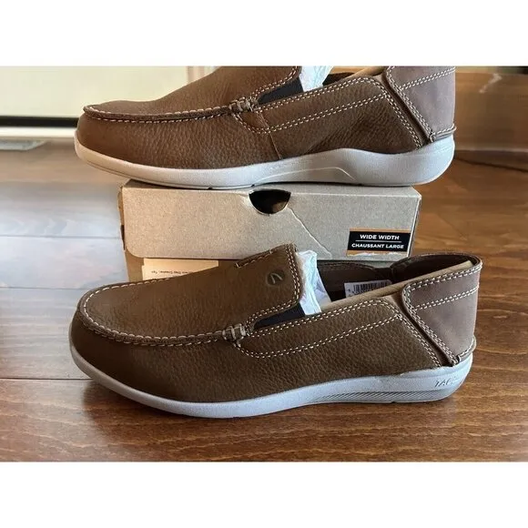 Clarks Men's Gorwin Step Sneaker Tan Leather Slip On NEW 8 W