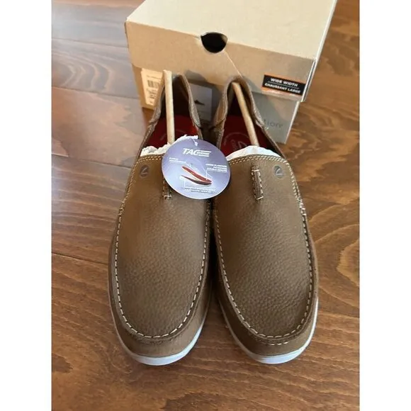 Clarks Men's Gorwin Step Sneaker Tan Leather Slip On NEW 8 W