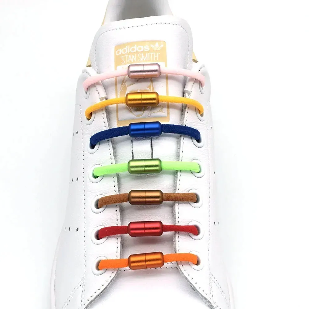 Colorful Capsule Buckle Elastic No-Tie Shoelaces for Sneakers - Semicircle Design for Kids and Adults