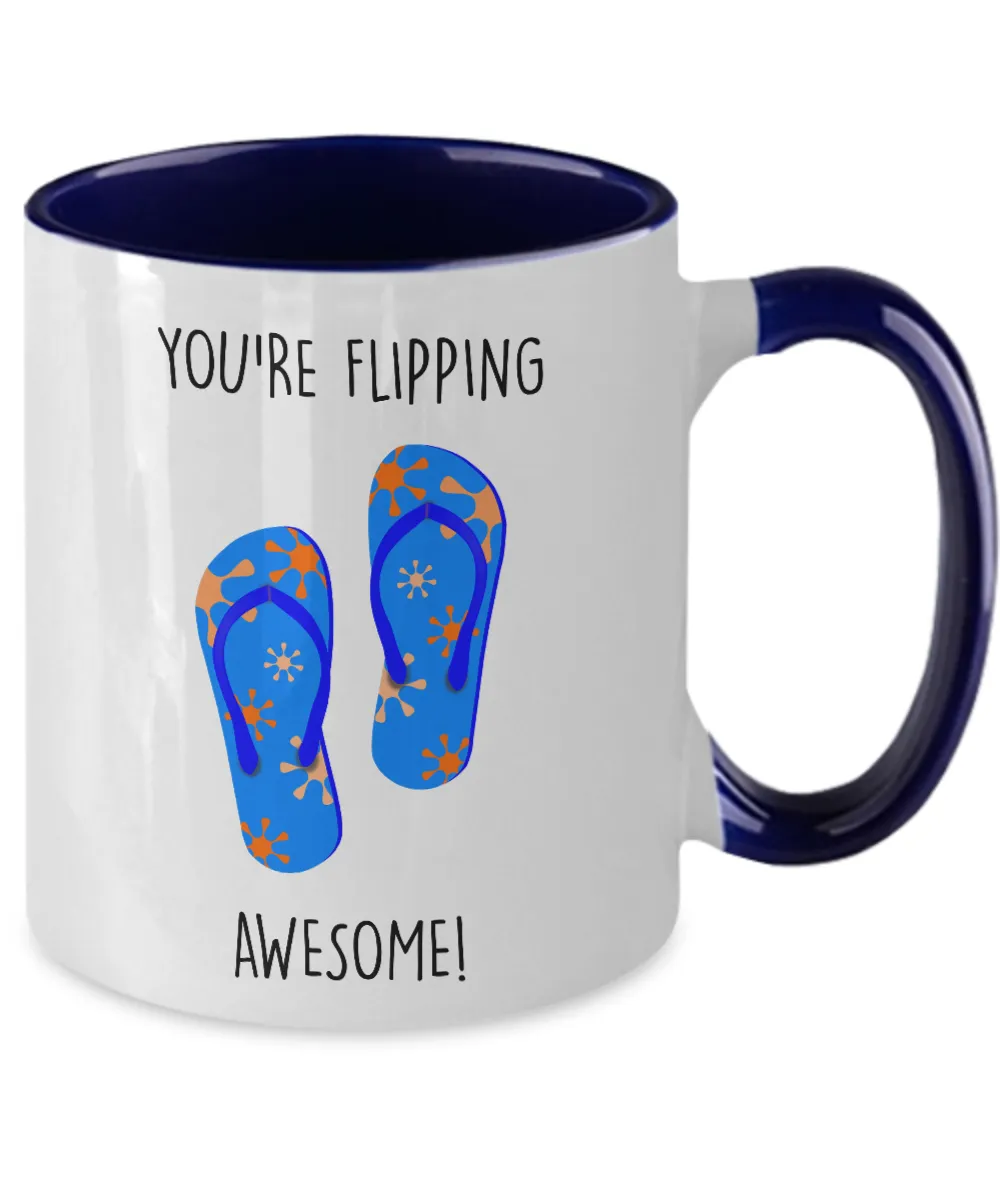 Congratulations You're Flipping Awesome Two-Tone Mug Coffee Cup Funny Gift