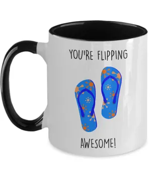 Congratulations You're Flipping Awesome Two-Tone Mug Coffee Cup Funny Gift