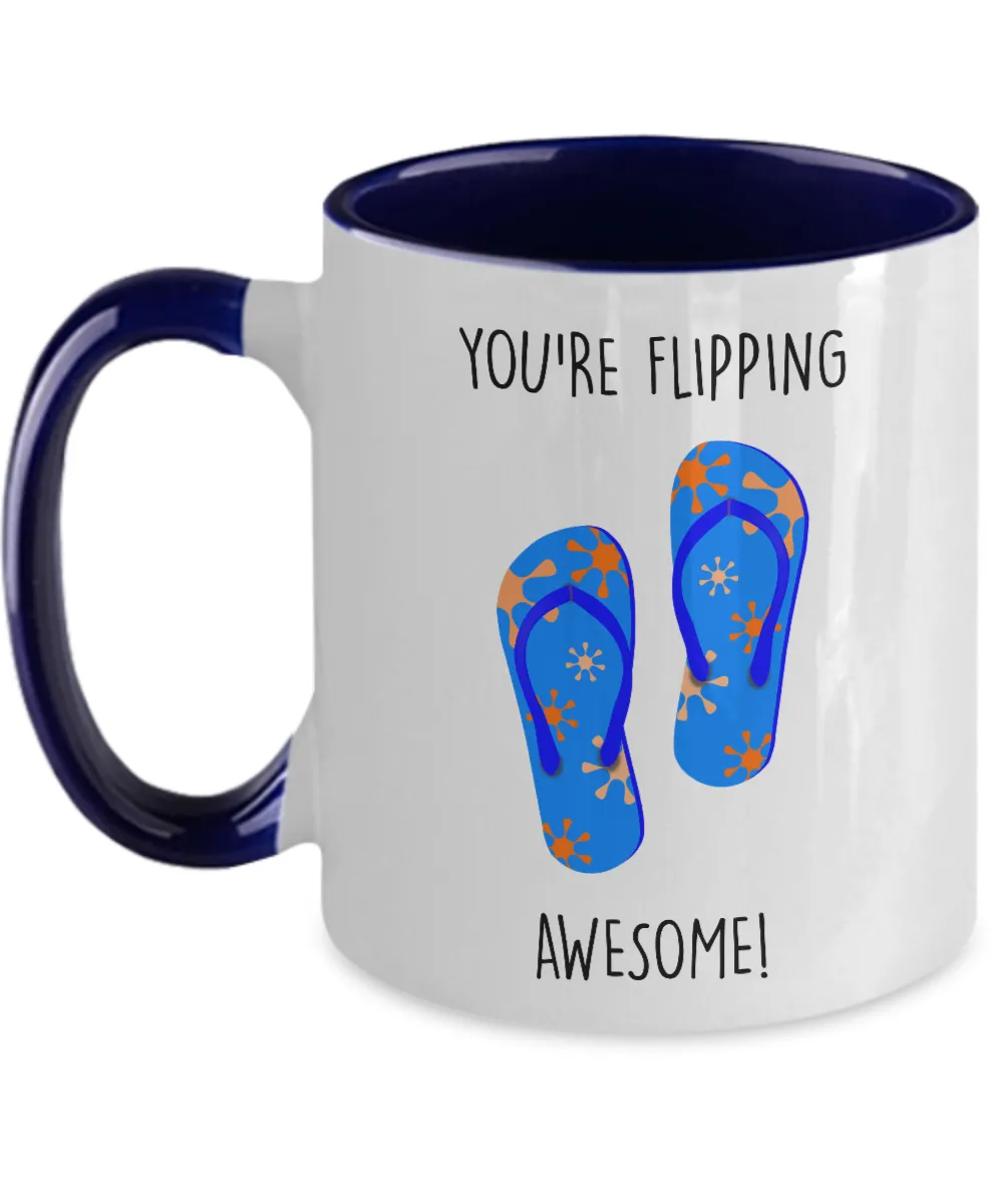 Congratulations You're Flipping Awesome Two-Tone Mug Coffee Cup Funny Gift