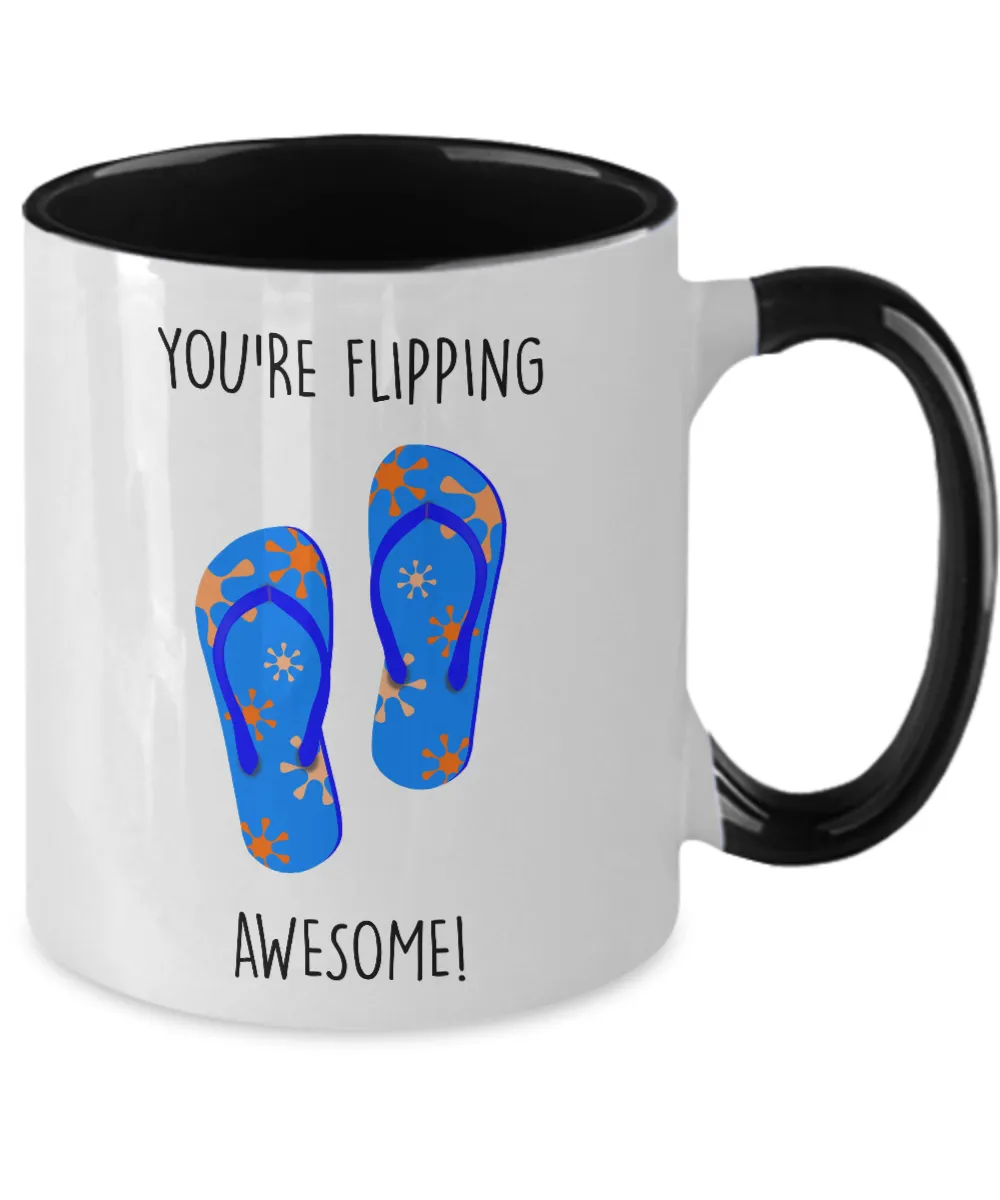 Congratulations You're Flipping Awesome Two-Tone Mug Coffee Cup Funny Gift