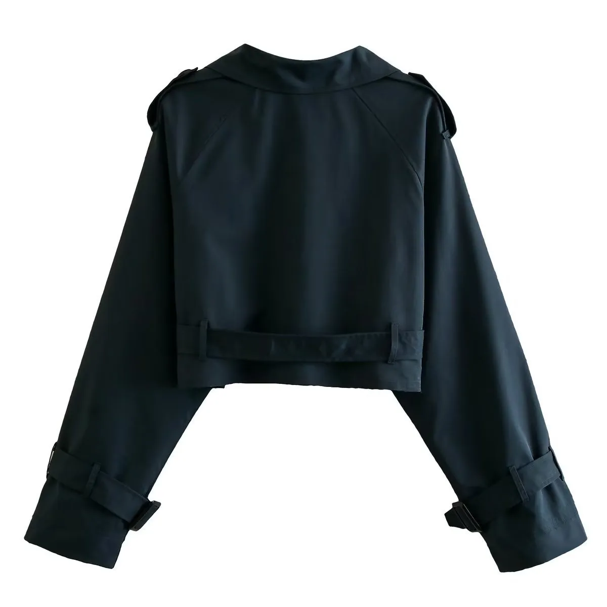 Cropped Trench Coat with Belted Waist