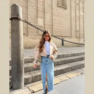 Cropped Trench Coat with Belted Waist