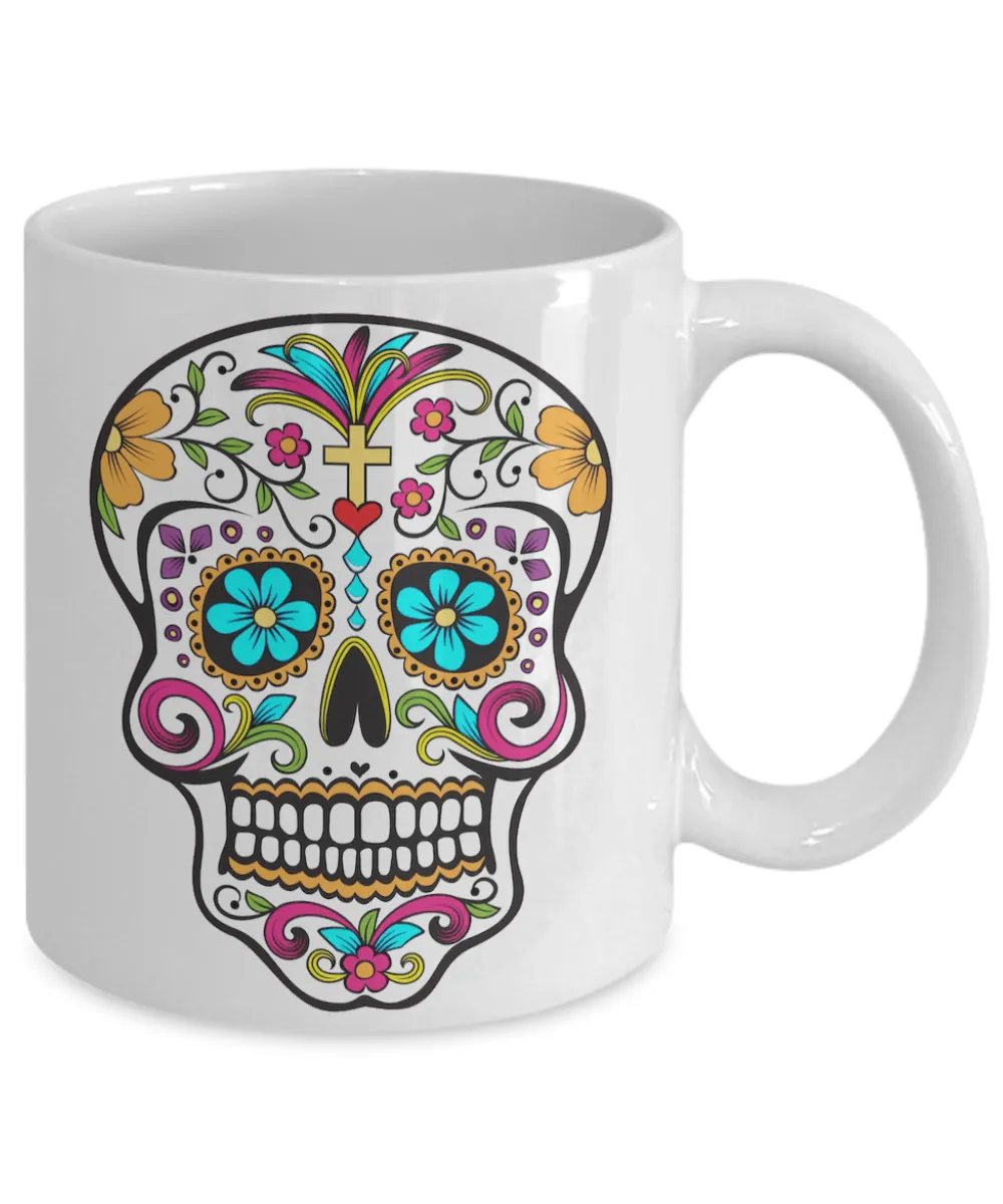 Day of the Dead Mug - Colorful Sugar Skull Mug - Mexican Folk Art - Dia De Los Muertos Coffee Cup