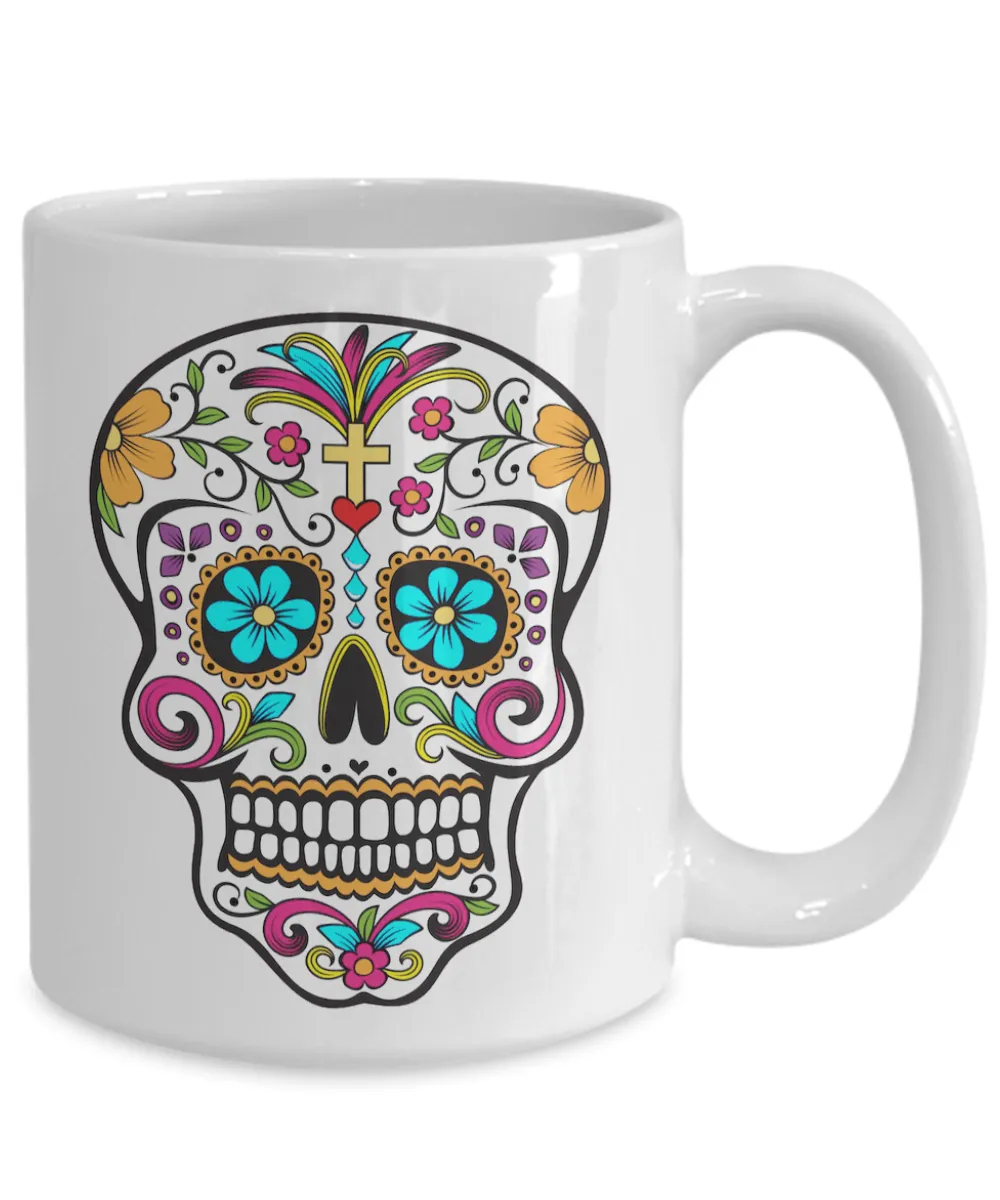 Day of the Dead Mug - Colorful Sugar Skull Mug - Mexican Folk Art - Dia De Los Muertos Coffee Cup