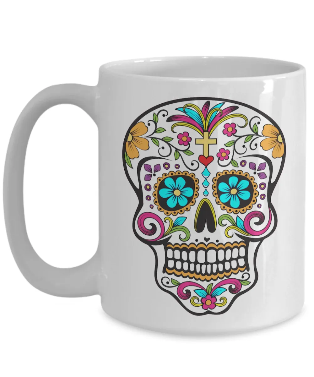 Day of the Dead Mug - Colorful Sugar Skull Mug - Mexican Folk Art - Dia De Los Muertos Coffee Cup