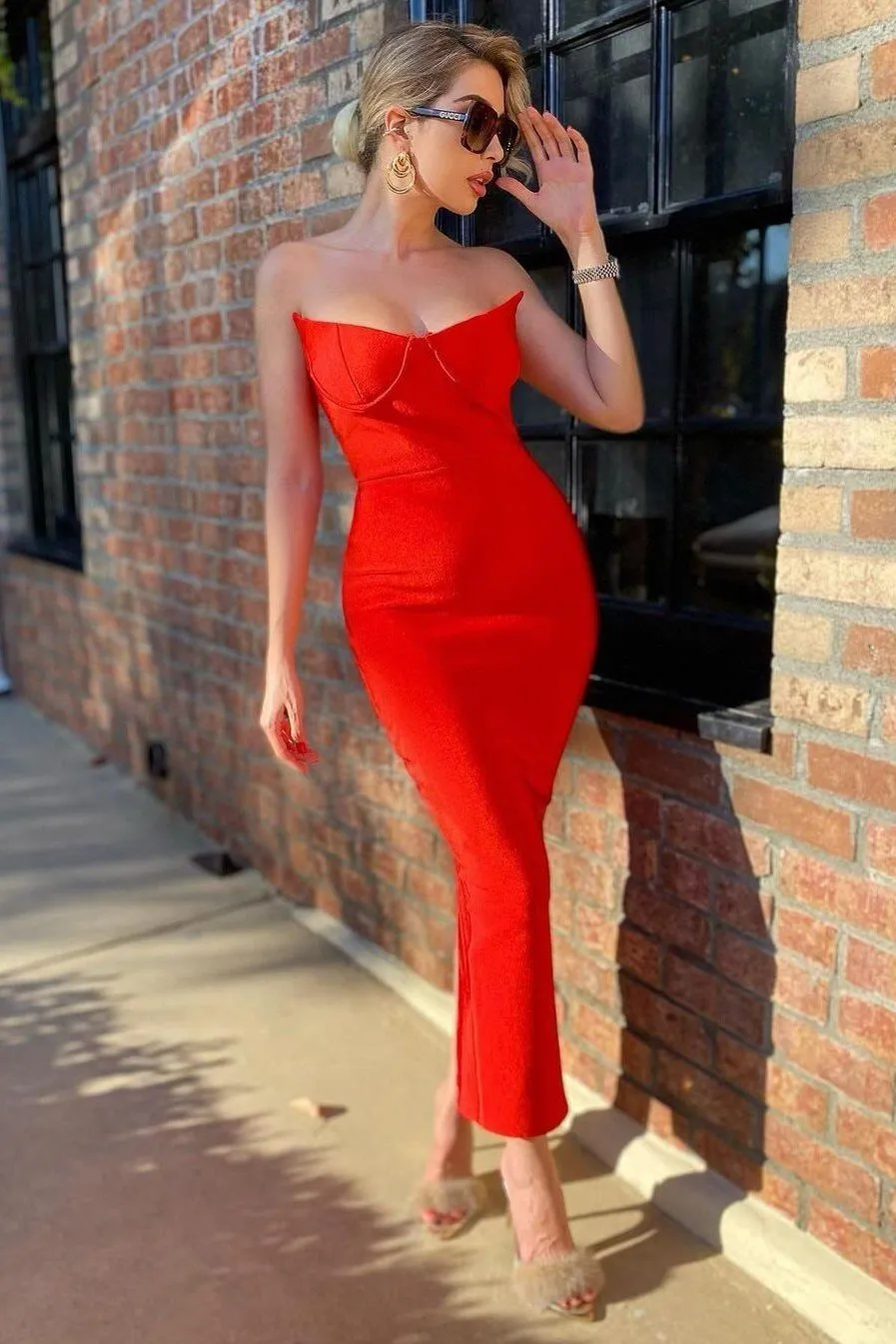 Dotte Maxi Bandage Dress - Red