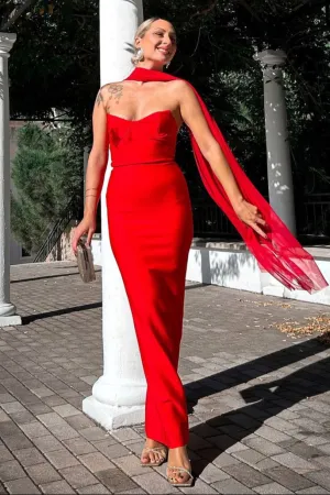 Dotte Maxi Bandage Dress - Red