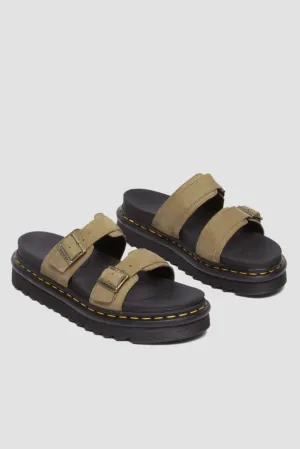 DR MARTENS MYLES SLIDE SANDAL - SAVANNAH TAN TUMBLED NUBUCK