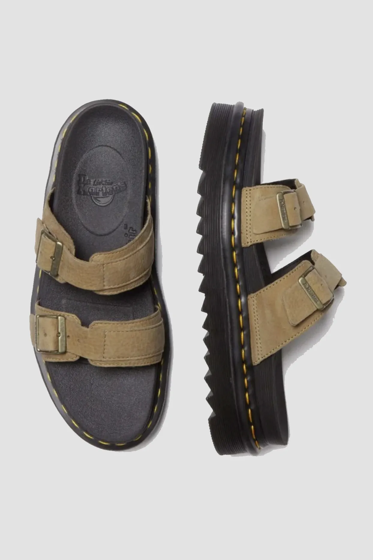 DR MARTENS MYLES SLIDE SANDAL - SAVANNAH TAN TUMBLED NUBUCK