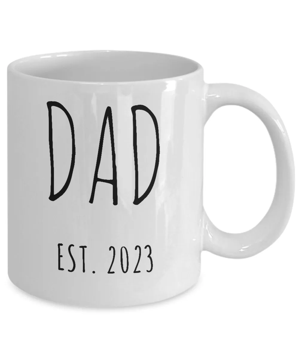 Father's Day Mug for New Dad First Time Dad Est 2023 Coffee Cup