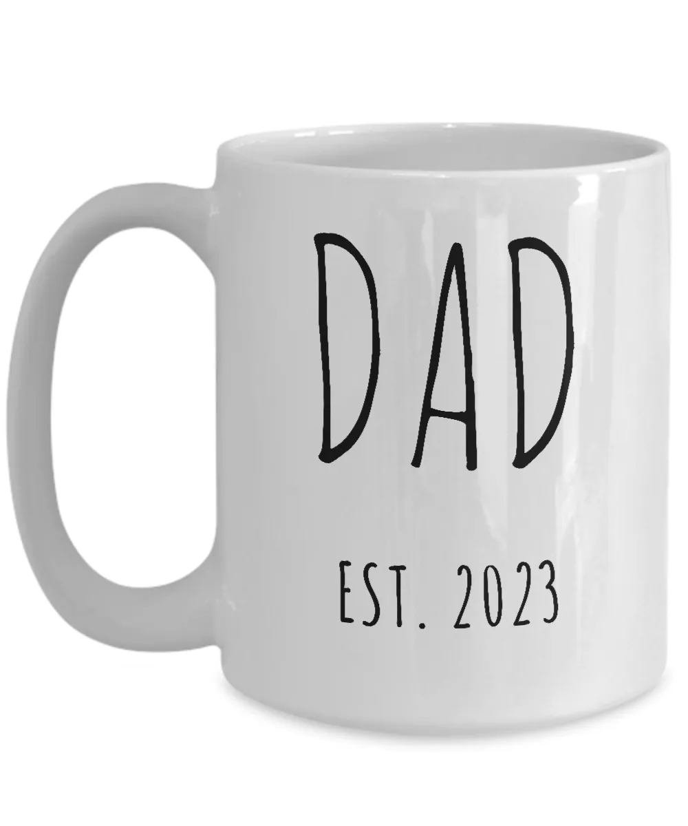 Father's Day Mug for New Dad First Time Dad Est 2023 Coffee Cup