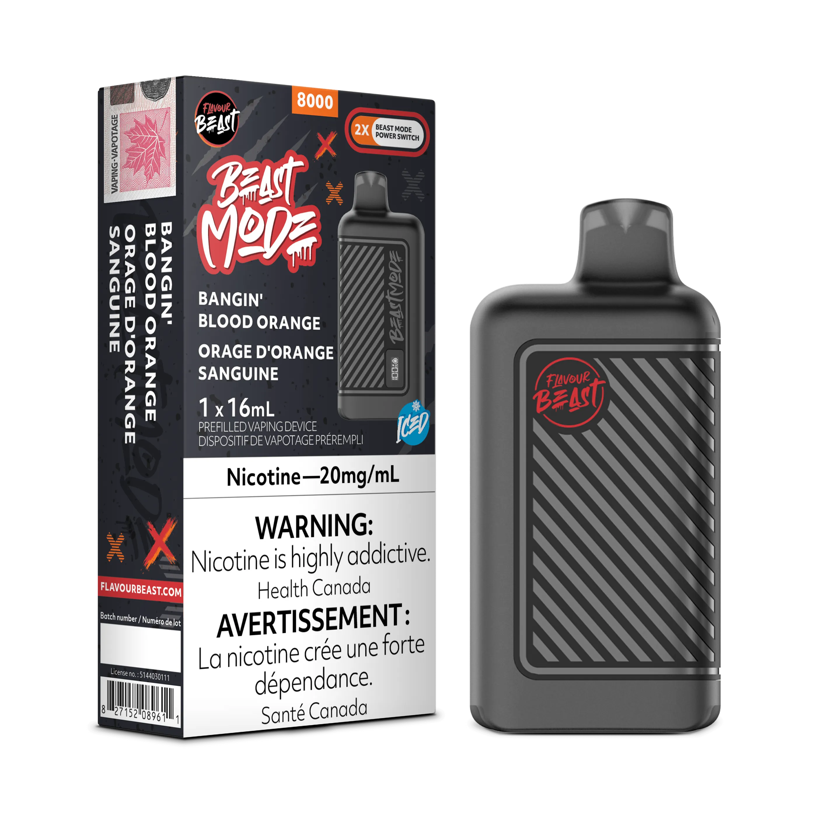 Flavour Beast Beast Mode 8K - Bangin' Blood Orange Iced Disposable Vape