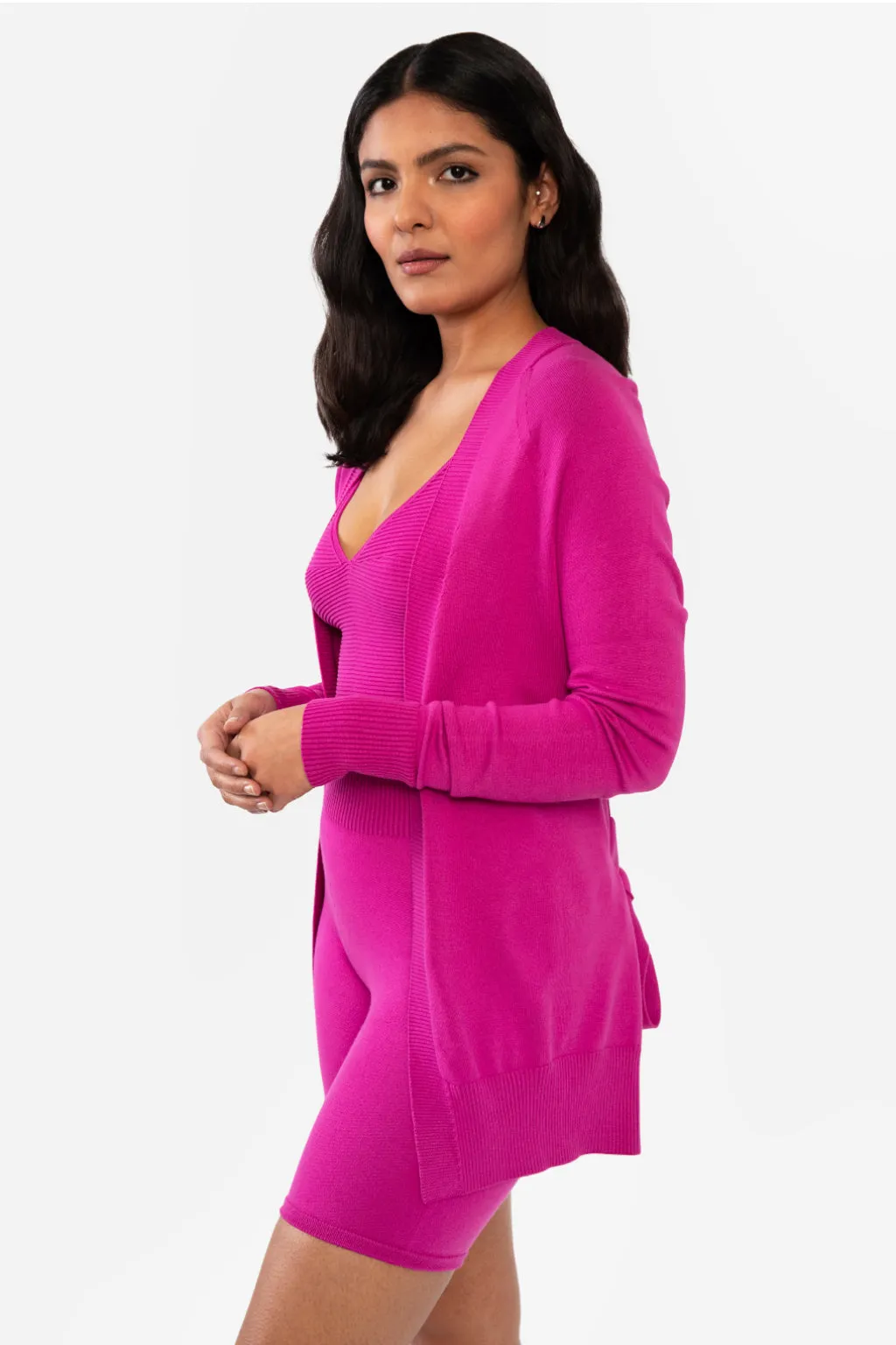 GARIE BELTED CARDIGAN - LIGHT HEATHER GREY