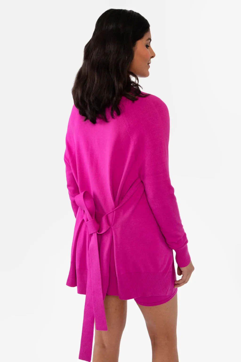GARIE BELTED CARDIGAN - LIGHT HEATHER GREY
