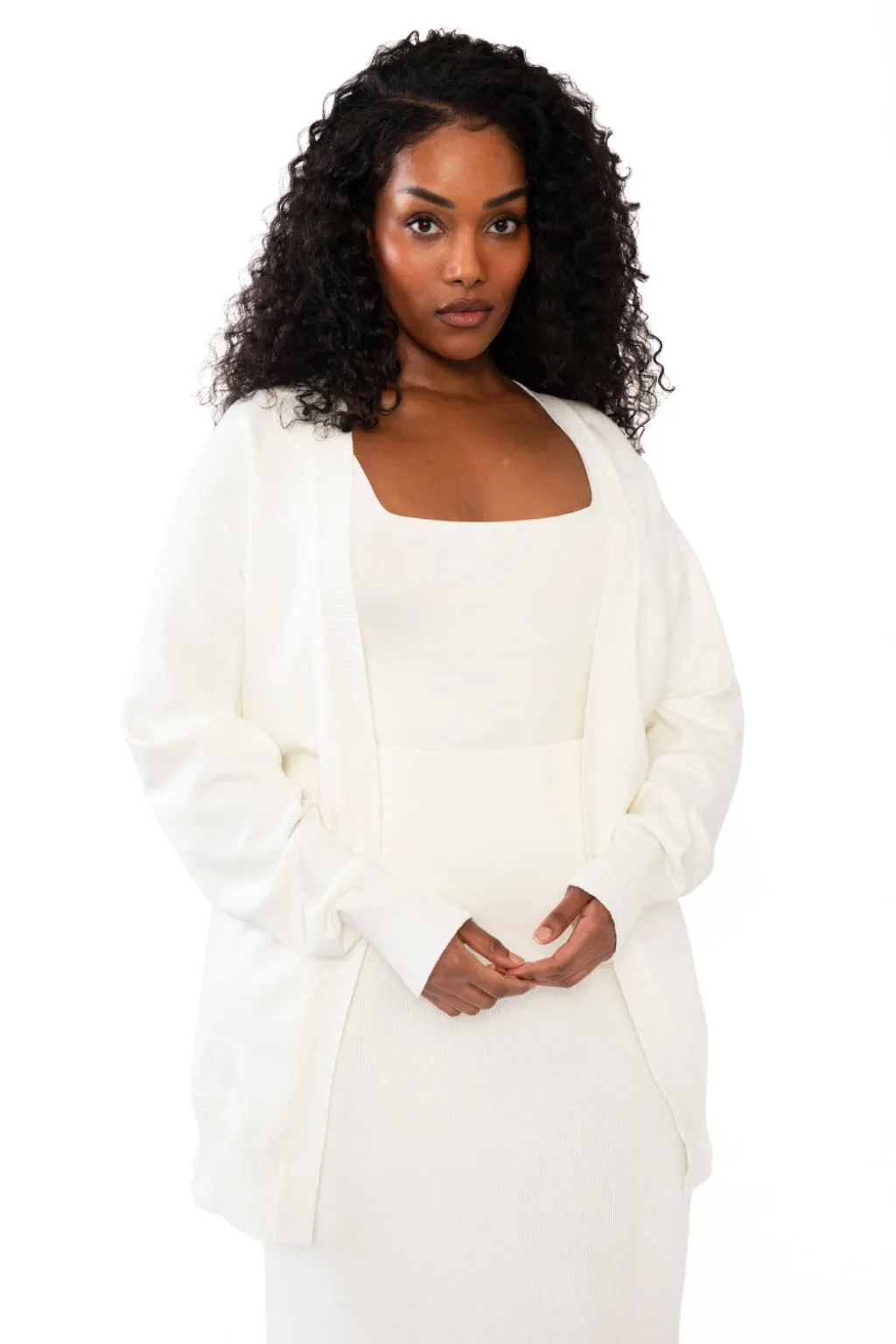 GARIE BELTED CARDIGAN - LIGHT HEATHER GREY