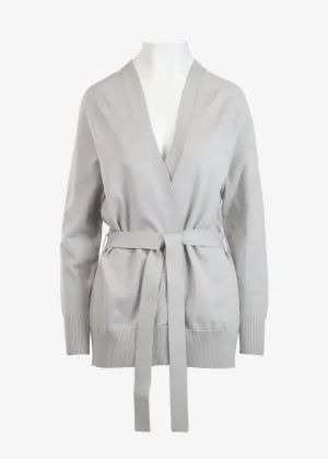 GARIE BELTED CARDIGAN - LIGHT HEATHER GREY