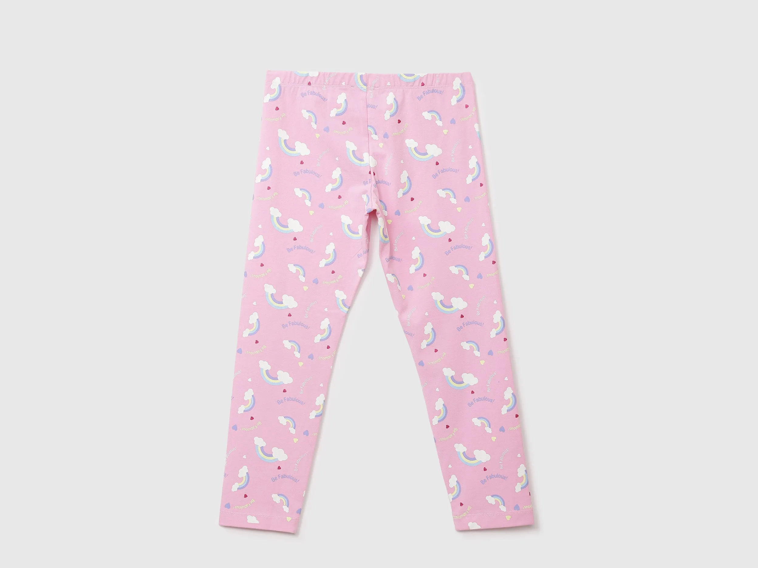 Girls Pink Rainbow Printed Leggings