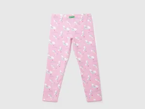 Girls Pink Rainbow Printed Leggings
