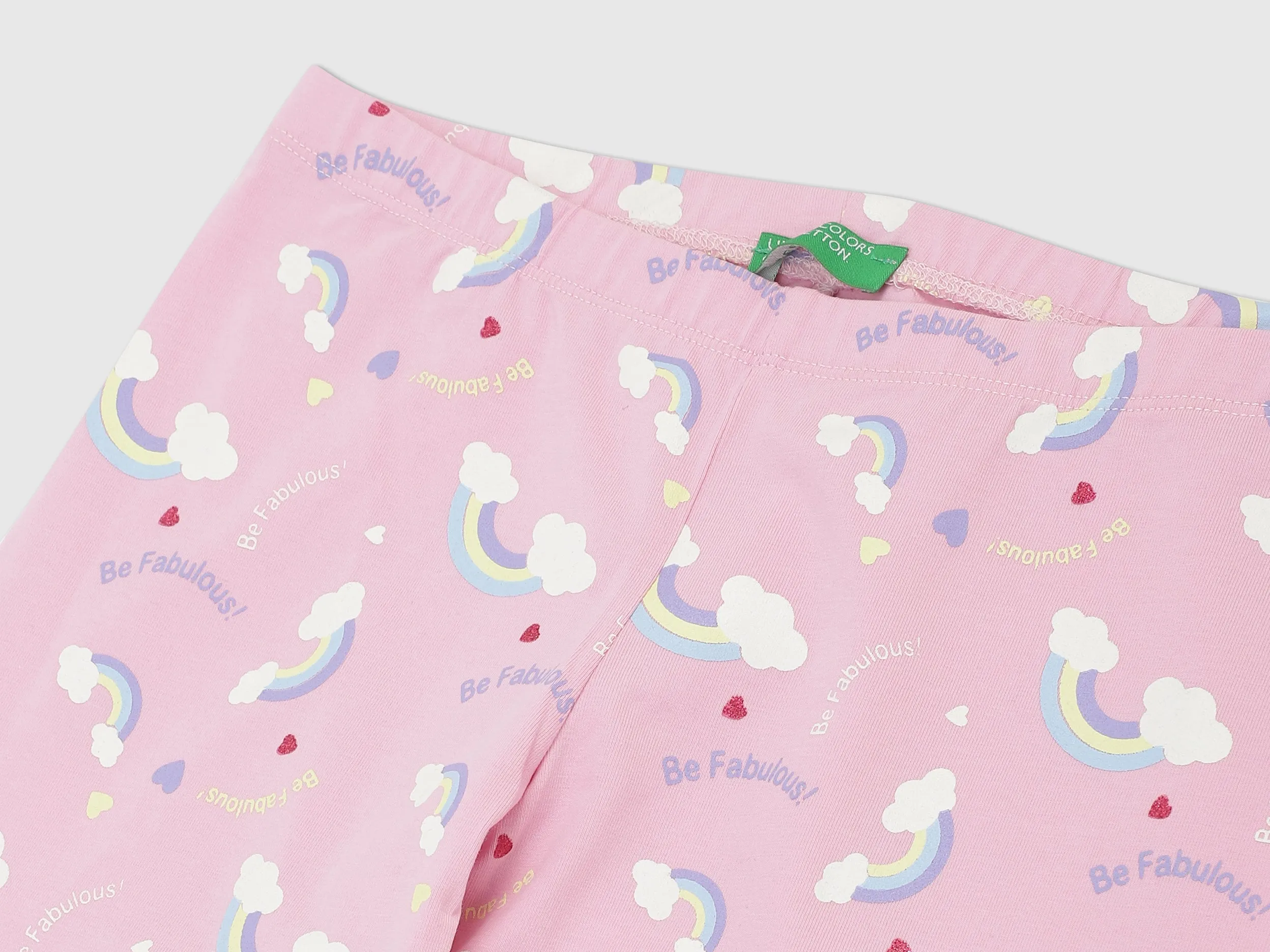 Girls Pink Rainbow Printed Leggings