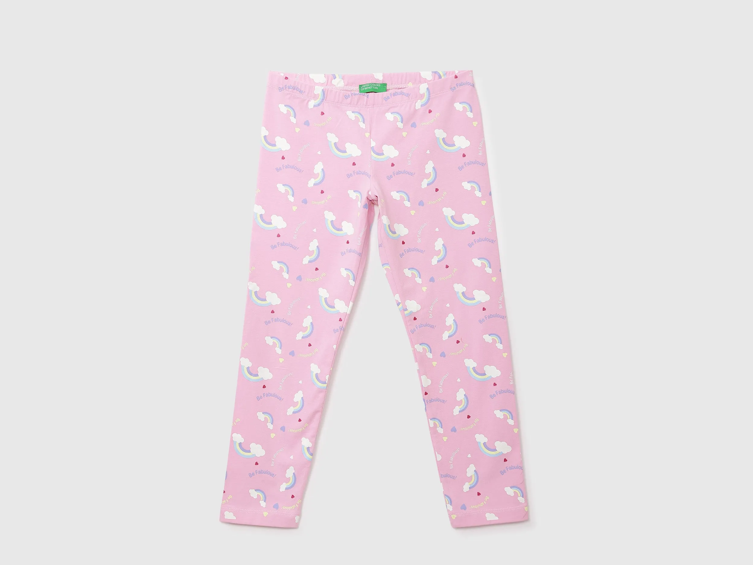 Girls Pink Rainbow Printed Leggings