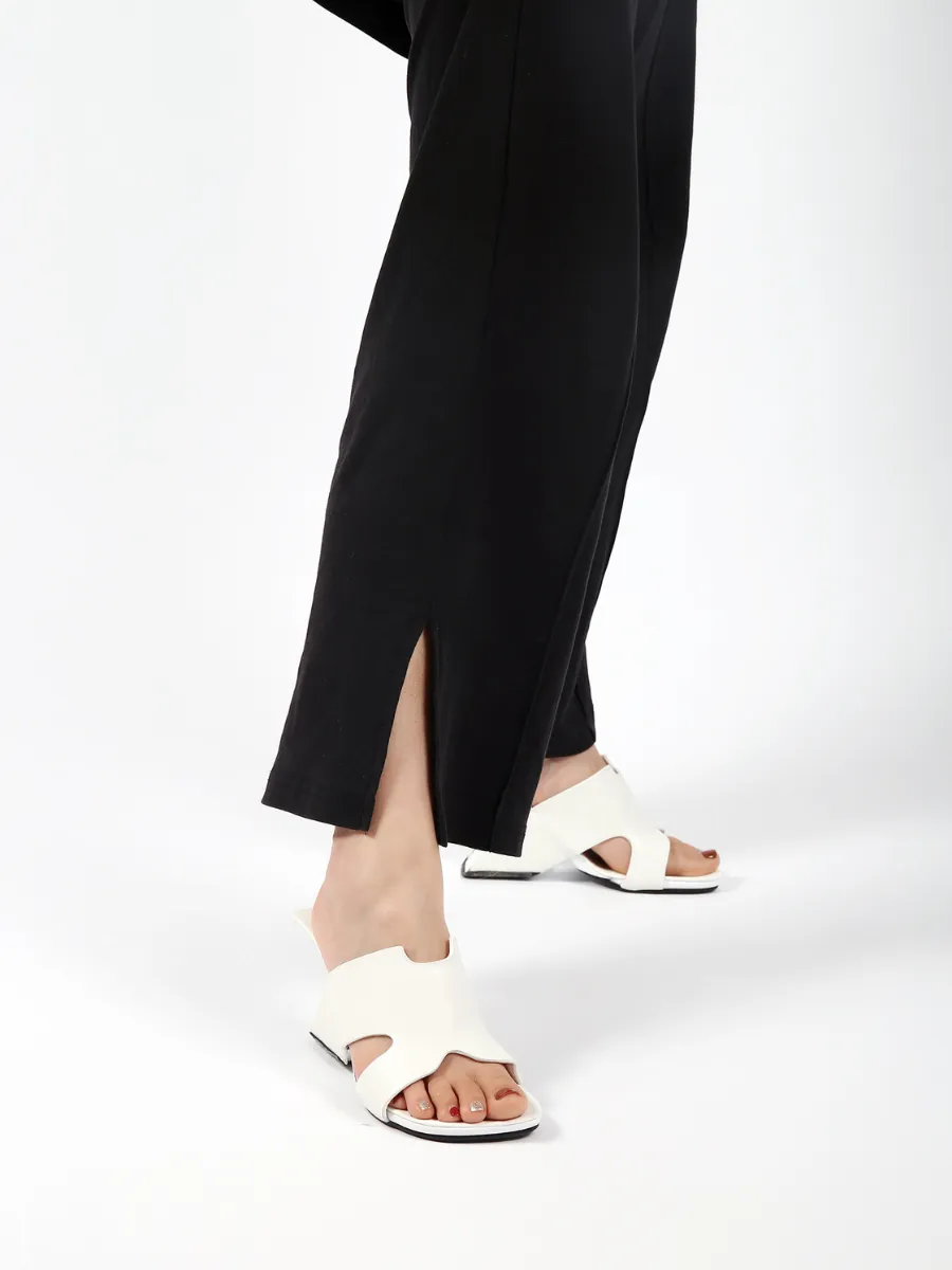 Given Cream Leather Open Toe Slide