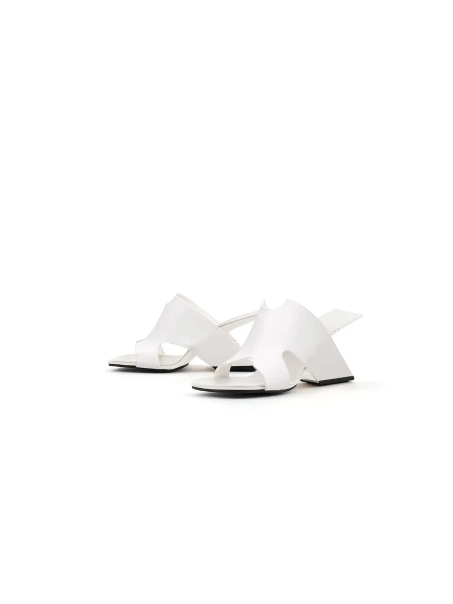 Given Cream Leather Open Toe Slide