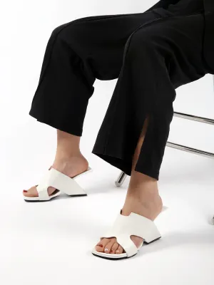 Given Cream Leather Open Toe Slide