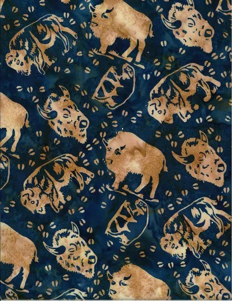 Hoffman Fabrics Dusty Blue Bison Buffalo Batik Fat Quarter S2352-D7-Dusty-Blue