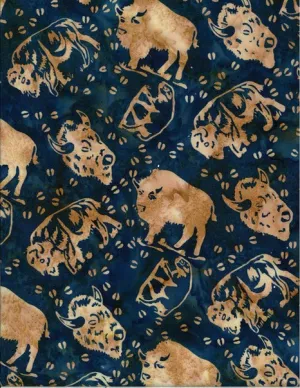 Hoffman Fabrics Dusty Blue Bison Buffalo Batik Fat Quarter S2352-D7-Dusty-Blue