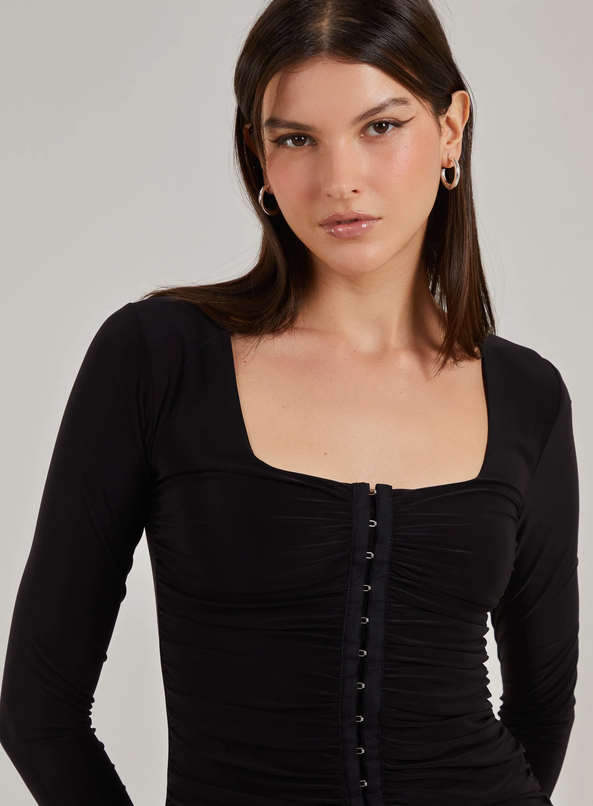 Hook and Eye Long Sleeve Dress