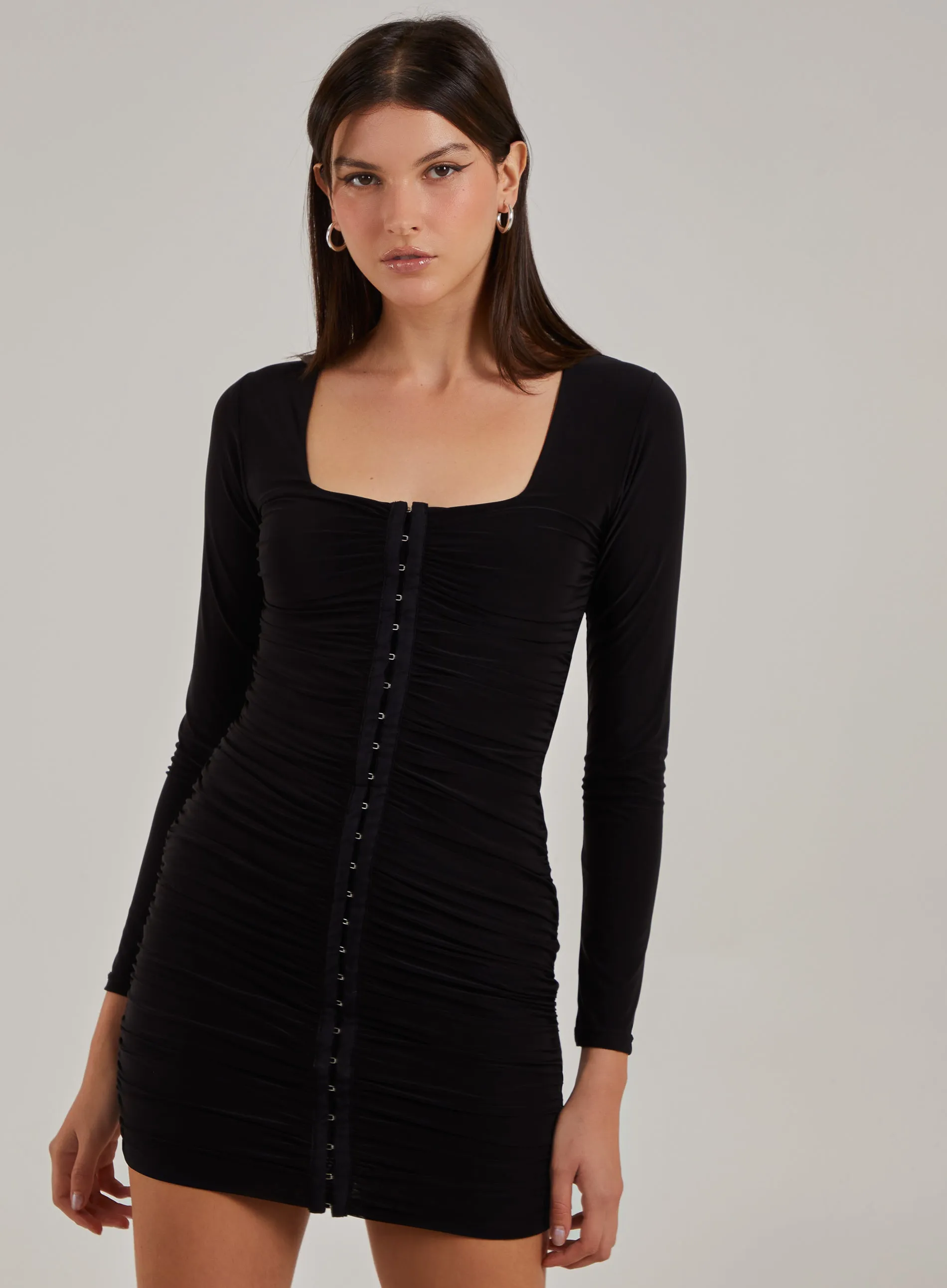 Hook and Eye Long Sleeve Dress