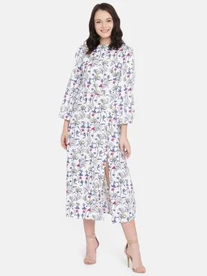 IS.U Printed Round Neck Midi Dress