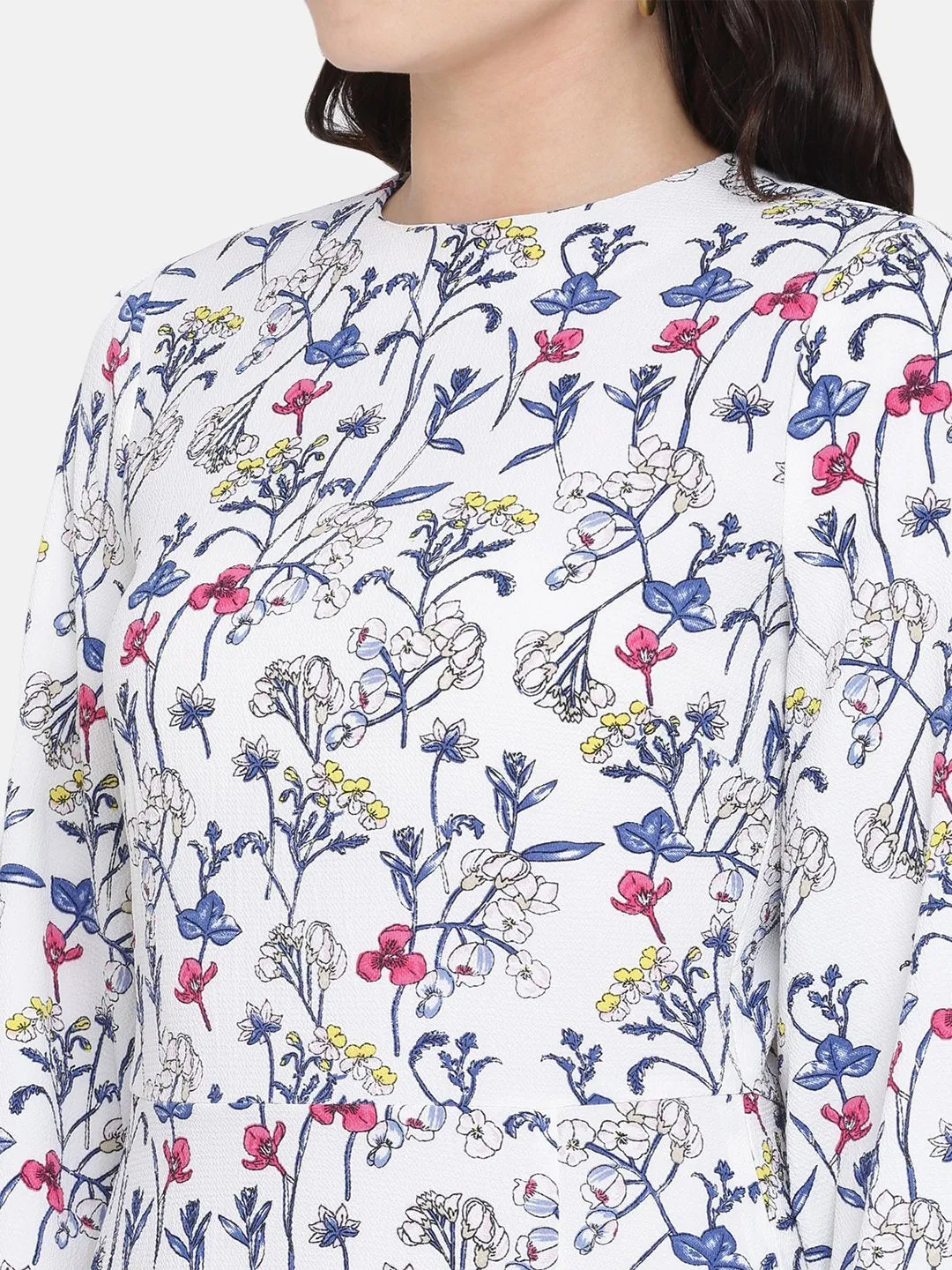 IS.U Printed Round Neck Midi Dress