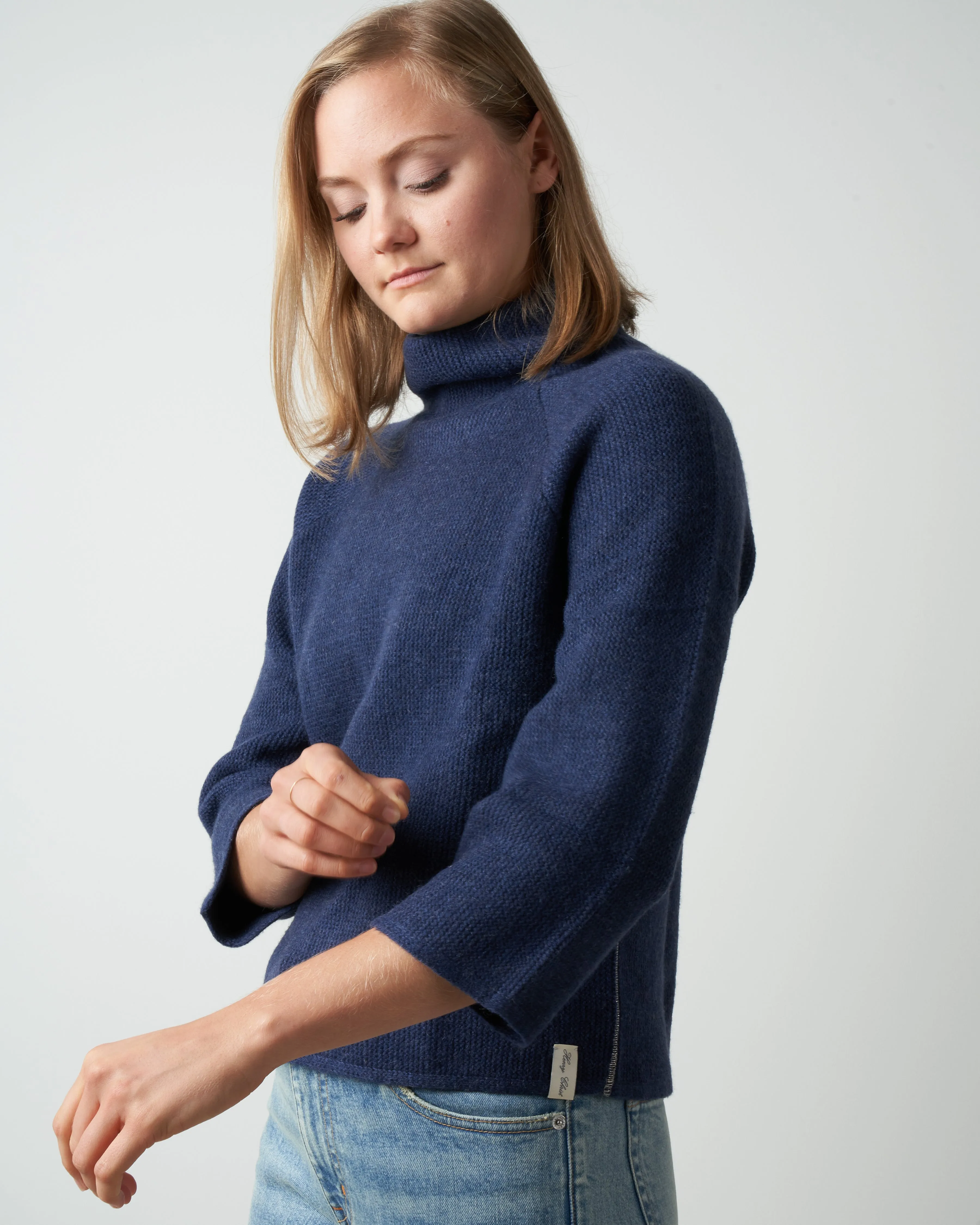 jersey seed stitch funnel - indigo
