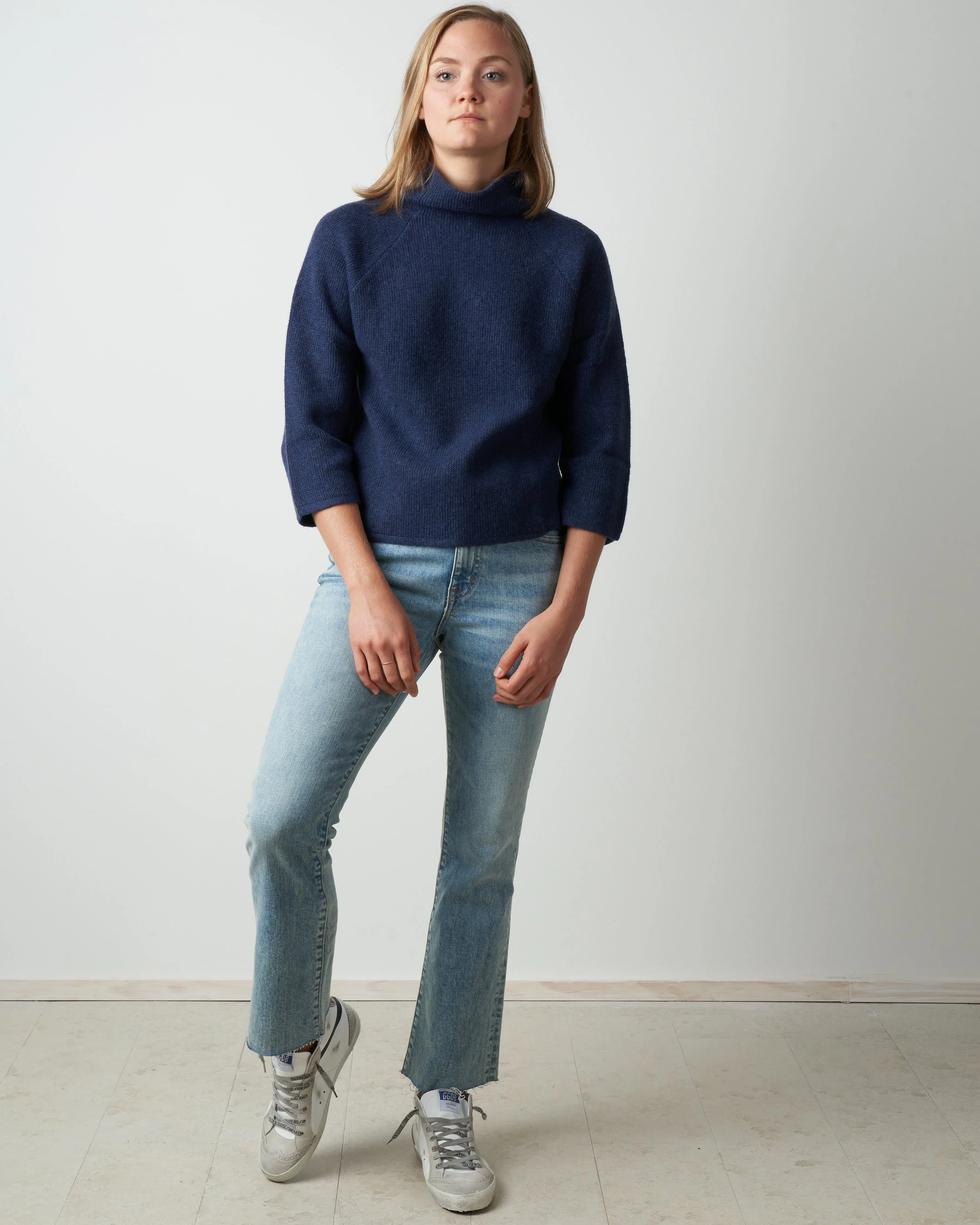 jersey seed stitch funnel - indigo