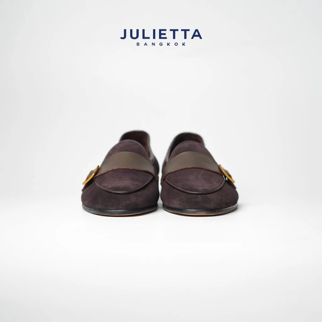 JULIETTA - Buckle Belgian Loafer Suede : Brown (Unlined)