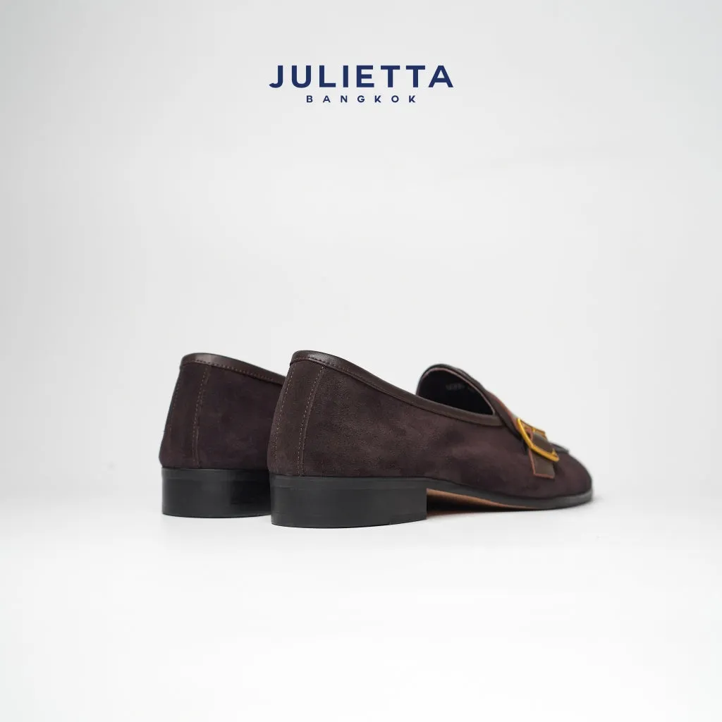 JULIETTA - Buckle Belgian Loafer Suede : Brown (Unlined)