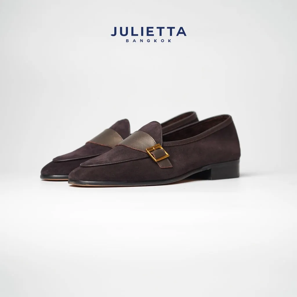JULIETTA - Buckle Belgian Loafer Suede : Brown (Unlined)