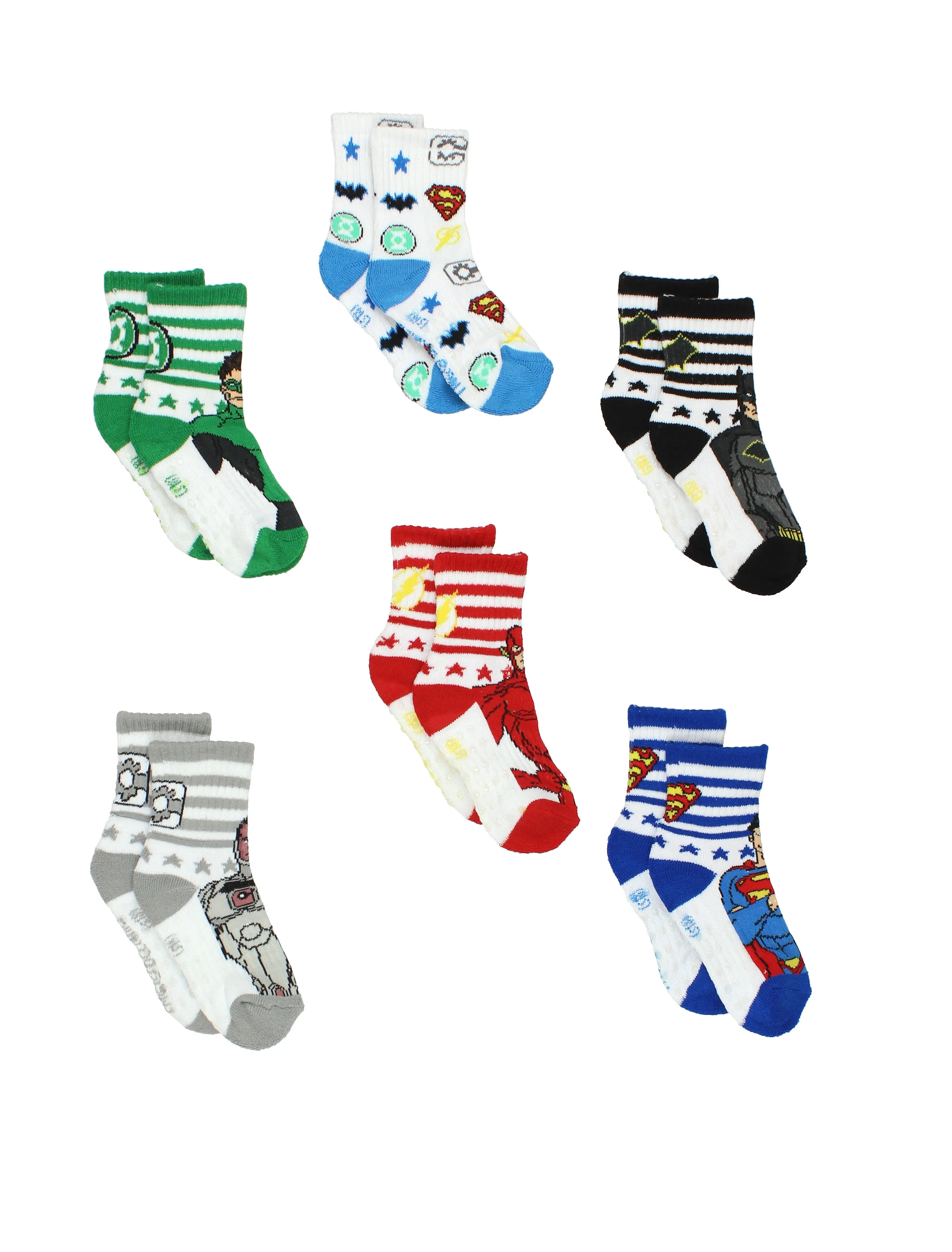 Justice League Crew Gripper Socks 6-Pack