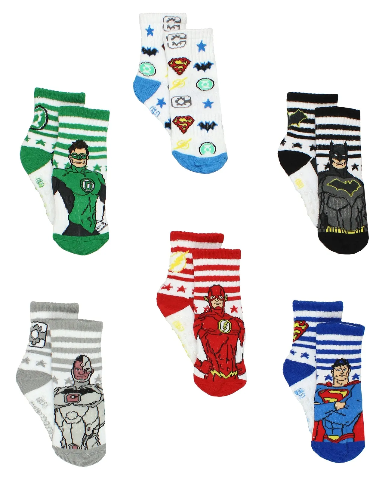 Justice League Crew Gripper Socks 6-Pack