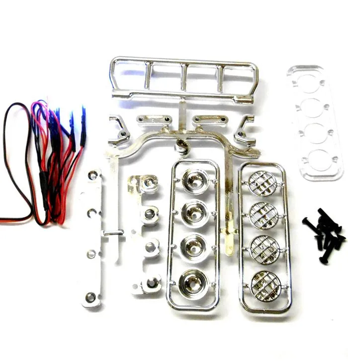 L-022b 1/10 Monster Truck Body Shell Roof Mount Light Set White 5 LEDs Chrome