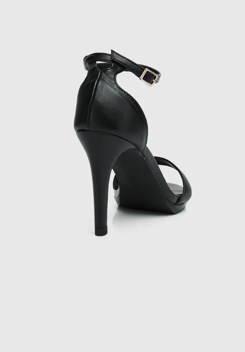 Lindsay Open Toe Heels (Black)